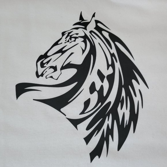 Horse Head Print Crew Neck T-Shirt - Picture 2 of 7